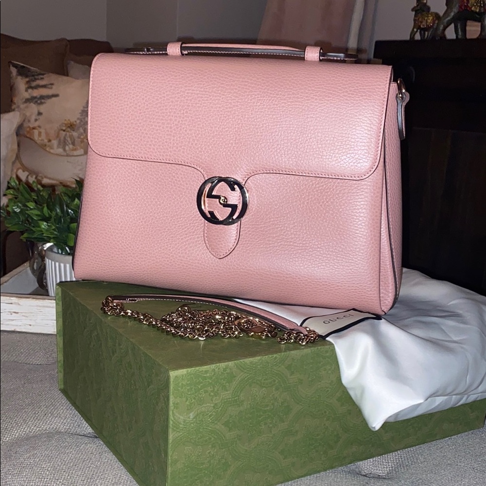 Gucci Large Interlocking Chain Leather Shoulder Bag